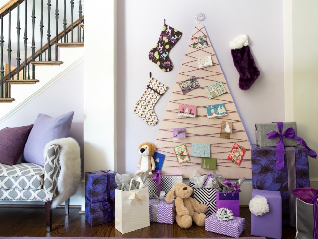Showcase your holiday cards and wrapped presents creatively with this easy-to-make Christmas tree alternative.